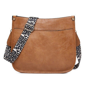 Crossbody Bags For Women Pu Leather Shoulder Bucket With Leopard Strap