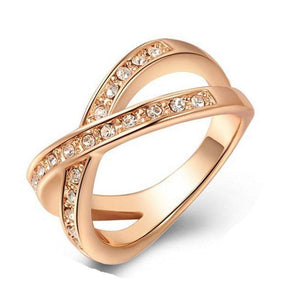 Veile Studios Women Crystal Fashion Ring Jewelry Diamond Plating Rose Gold