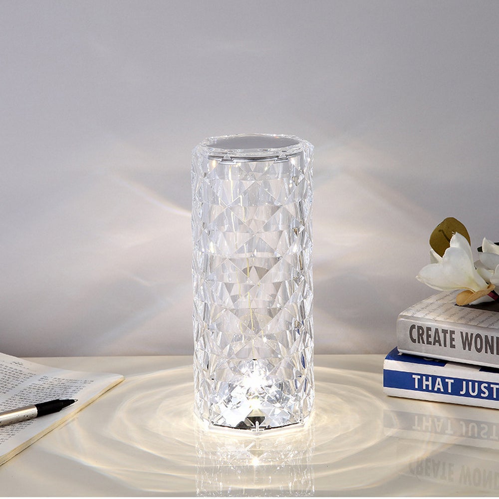 Crystal Table Lamp Rose Diamond Touch With Usb Color Led Light