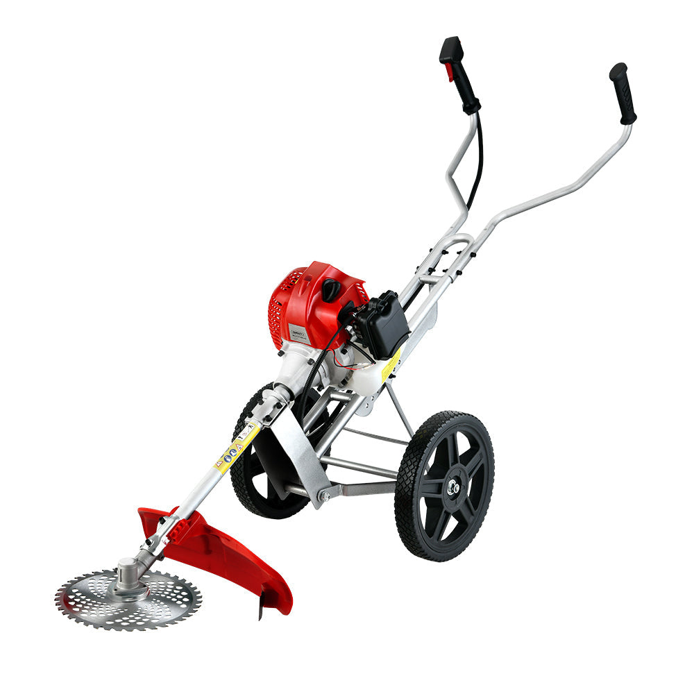 Giantz 62Cc Petrol Brush Cutter Whipper Saw Trimmer Stroke 3-In-1 Wheel