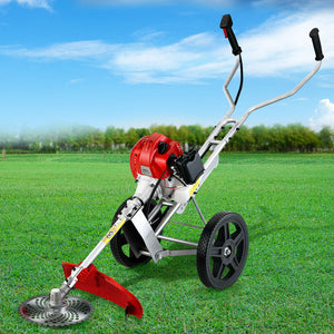 Giantz 62Cc Petrol Brush Cutter Whipper Saw Trimmer Stroke 3-In-1 Wheel