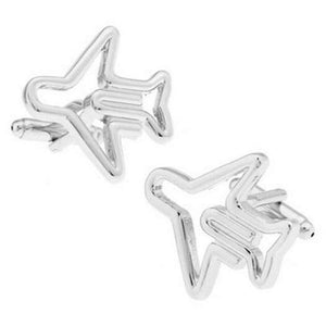 Cufflinks Foreign Trade Wholesilver Hollow Aircraft Shape Silver