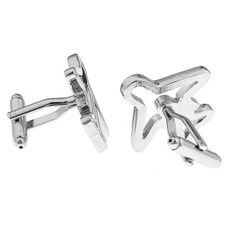 Cufflinks Foreign Trade Wholesilver Hollow Aircraft Shape Silver