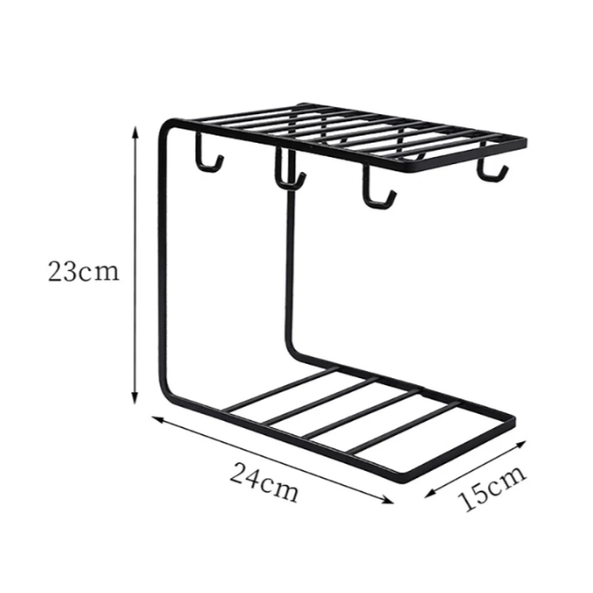 Cup Mug Holder Plate Rack Stand Black