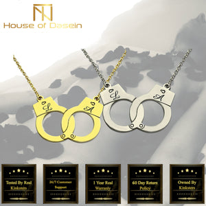 House Of Dasein Custom Initials Necklace Pendant Handcuffs Symbolic Jewellery Bdsm