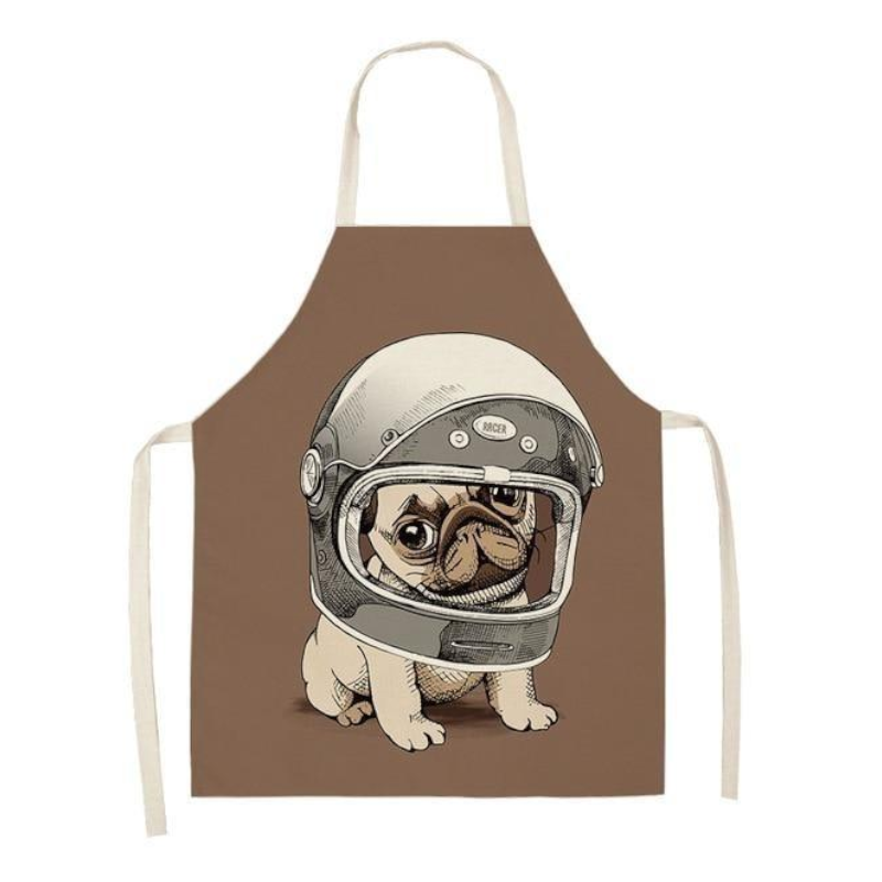 Cute Dog Printed Cotton Linen Kitchen Apron