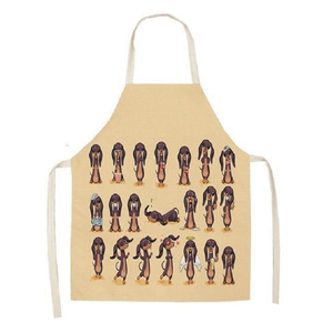 Cute Dog Printed Cotton Linen Kitchen Apron