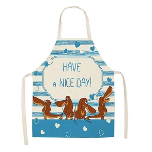 Cute Dog Printed Cotton Linen Kitchen Apron