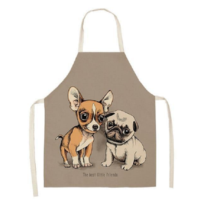 Cute Dog Printed Cotton Linen Kitchen Apron