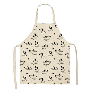 Cute Dog Printed Cotton Linen Kitchen Apron