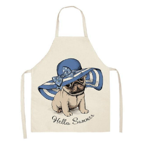 Cute Dog Printed Cotton Linen Kitchen Apron