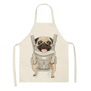 Cute Dog Printed Cotton Linen Kitchen Apron