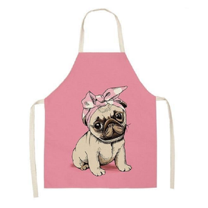 Cute Dog Printed Cotton Linen Kitchen Apron