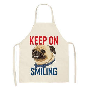 Cute Dog Printed Cotton Linen Kitchen Apron