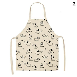 Cute Dog Printed Cotton Linen Kitchen Apron