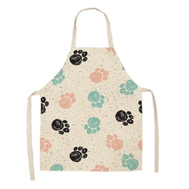 Cute Dog Printed Cotton Linen Kitchen Apron