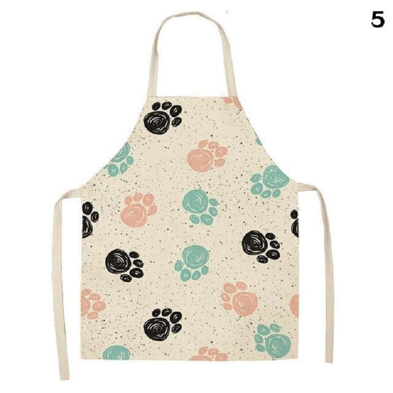 Cute Dog Printed Cotton Linen Kitchen Apron