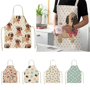 Cute Dog Printed Cotton Linen Kitchen Apron