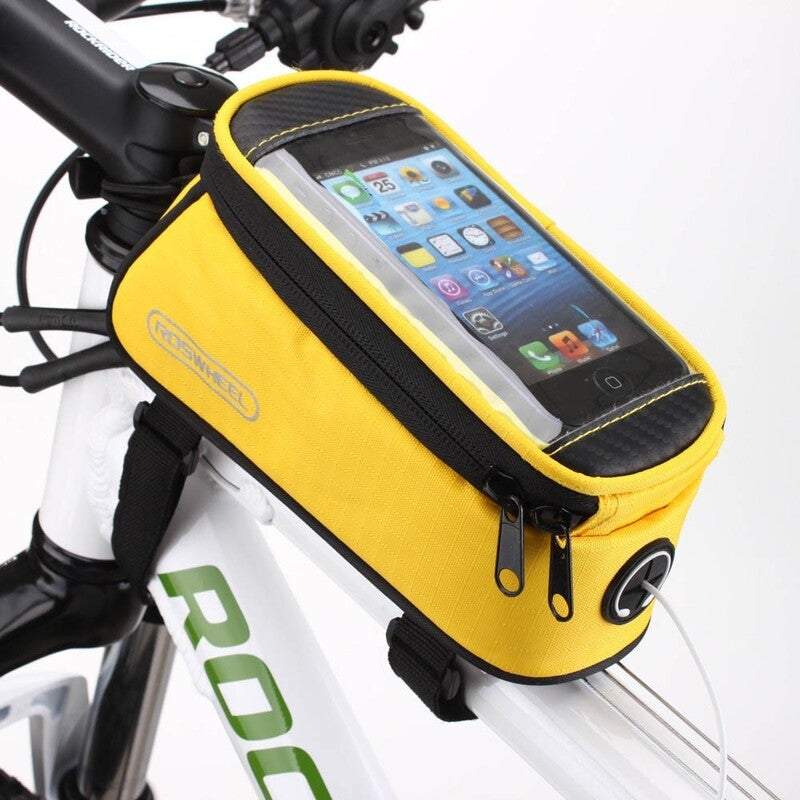 Bike Phone Holders Cycling Bicycle Front Top Tube Frame Bag Transparent Pouch Audio Extension Line