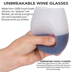 Unbreakable Silicone Wine Glasses Bpa Free Portable Printed Outdoor Cups For Travel Picnic Pool Boat Camping