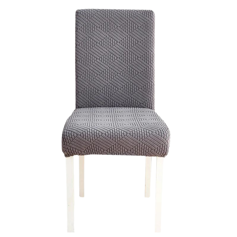 Dark Grey Checkered Chair Cover Anti Dirt Elastic For Dining Room Kitchen Slipcovers
