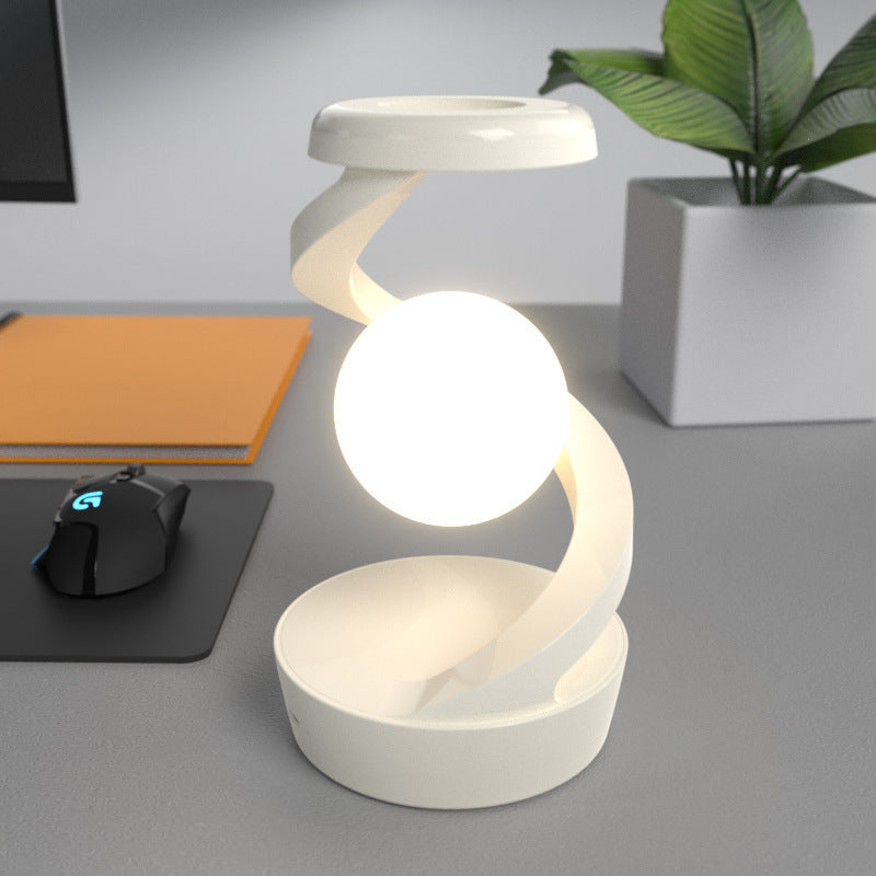 Rotating Moon Desk Lamp With Wireless Charging Sensor Control Table