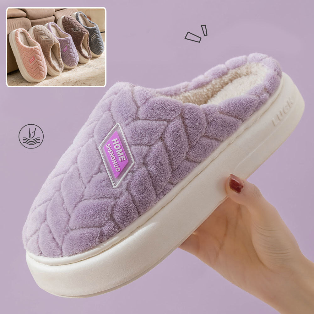 Non Slip Thick Soled Plush Slippers For Couples Winter Home Indoor Fleece Shoes