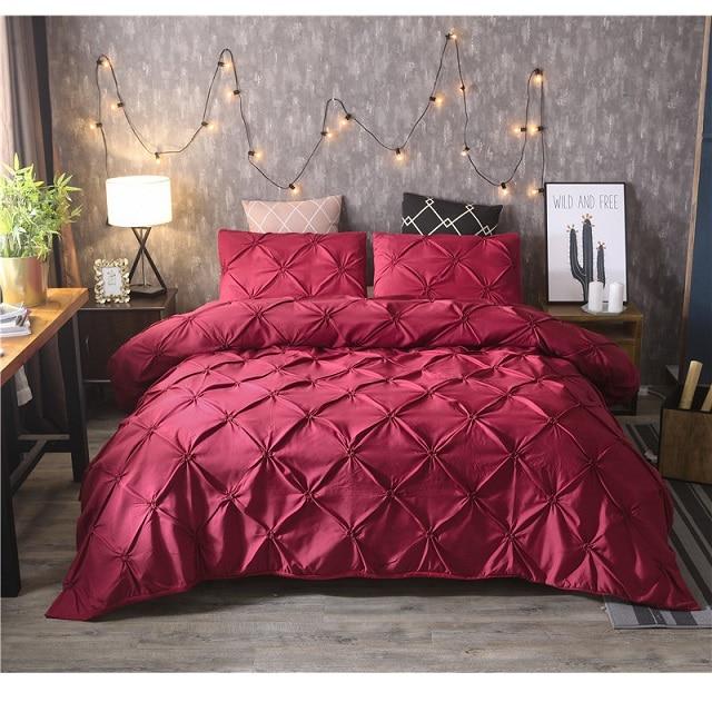 Luxury Duvet Cover Set Pinch Pleat 2 / 3Pcs Quilt Bedding