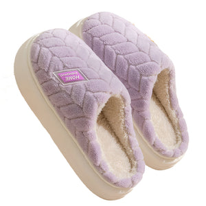 Non Slip Thick Soled Plush Slippers For Couples Winter Home Indoor Fleece Shoes