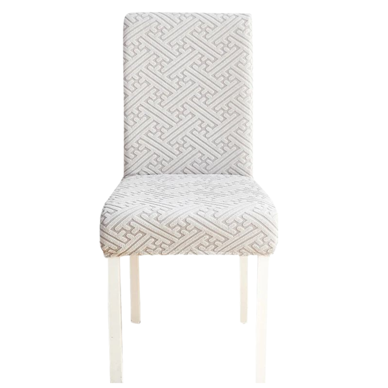 Chair Cover Light Grey Puzzle Design Anti Dirt Elastic Material For Dining Room Kitchen