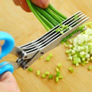 Multifunctional Layer Green Onion Scissors Stainless Steel Kitchen Gadgets