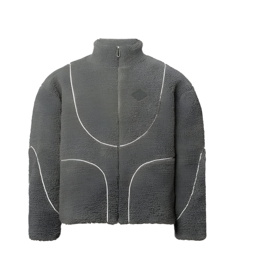 Mens Fashion Lamb Wool Hooded Zipper Coat Sweatshirt Casual Male Tops