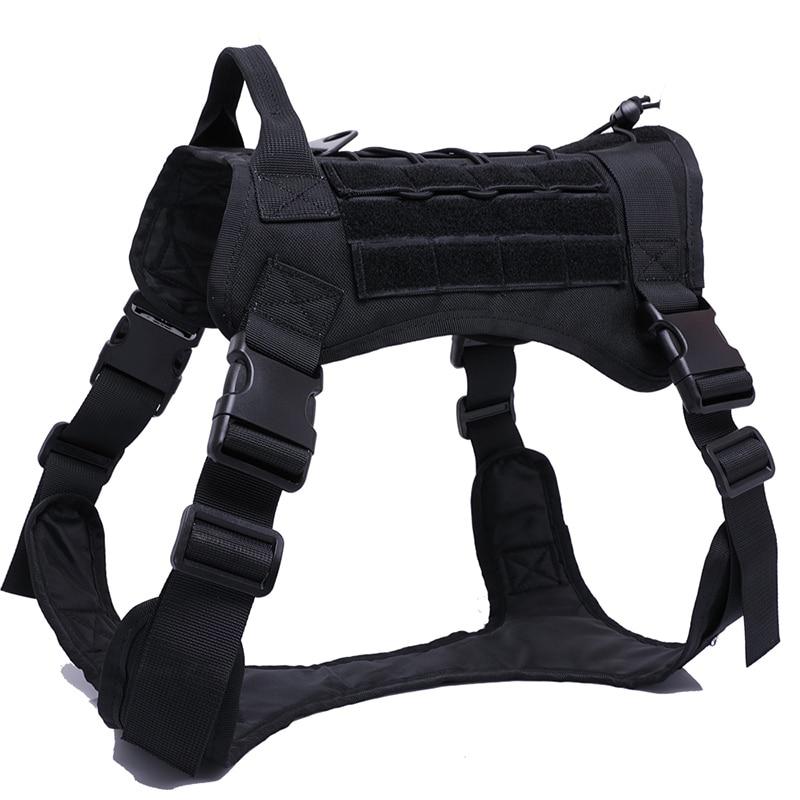 Tactical Dog Harness Vest With Handle And Bungee Leash