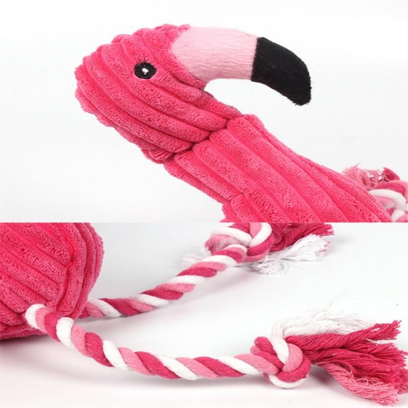 Plush Flamingo Dog Shaker Toy