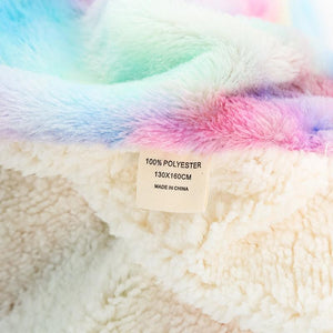 Rainbow Plush Super Soft Blanket Colorful Bedding Sofa Cover