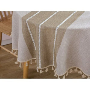 Decorative Table Cloth Cotton Tablecloth Round Tablecloths Dining Cover 150X150cm Grey