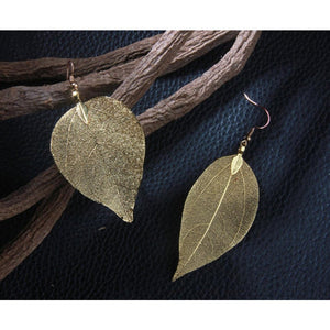 Veile Studios Delicate Filigree Leaf Drop Earrings Leaves Studs Long Dangle Gold