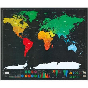 Deluxe Scratch Off World Map Poster Journal Log Giant The Gift Black