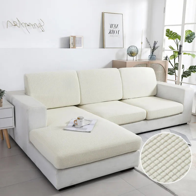 Sofa Cover White Polyester Thick Stretchable Cushion For Living Room Slipcovers