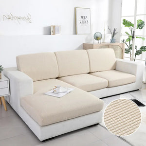 Sofa Cover Beige Polyester Thick Stretchable Cushion For Living Room Slipcovers