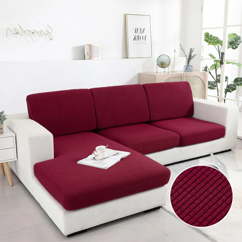 Sofa Cover Wine Red Polyester Thick Stretchable Cushion For Living Room Slipcovers