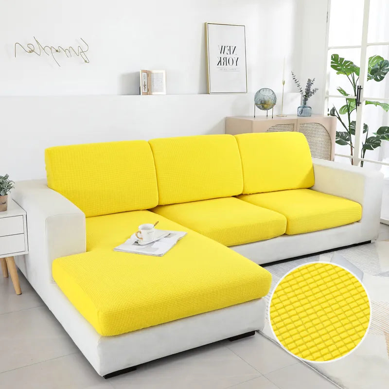 Sofa Cover Yellow Polyester Thick Stretchable Cushion For Living Room Slipcovers