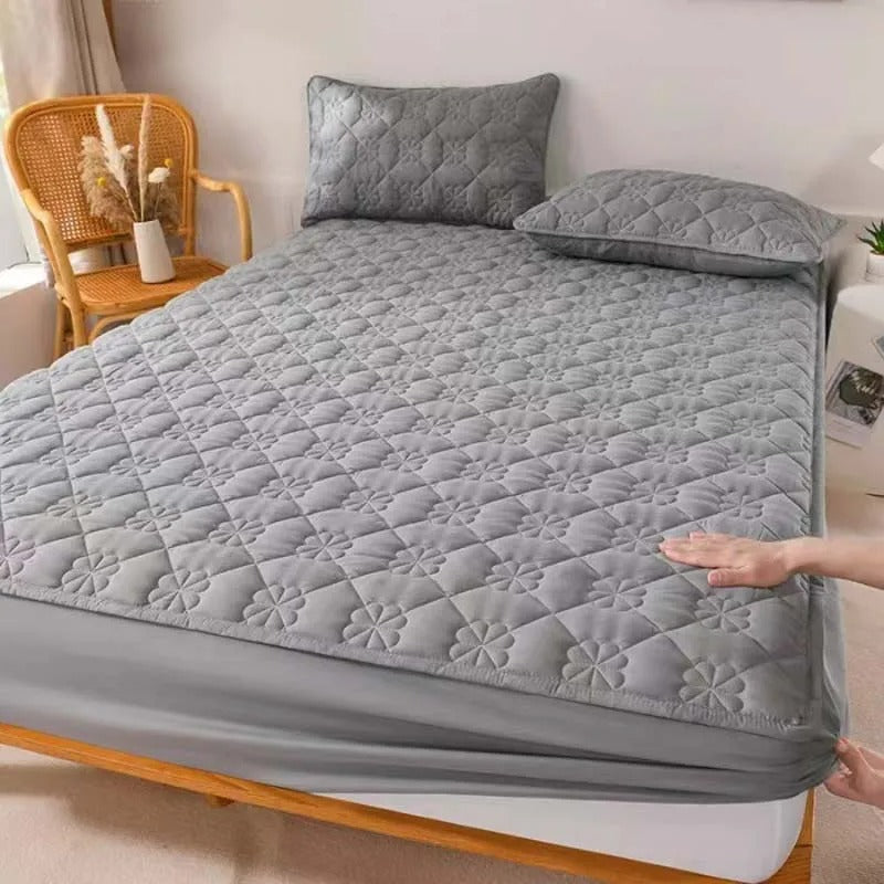 Mattress Cover Floral Gray 140 By 200 Centimetre Waterproof Quilted Bed Sheet