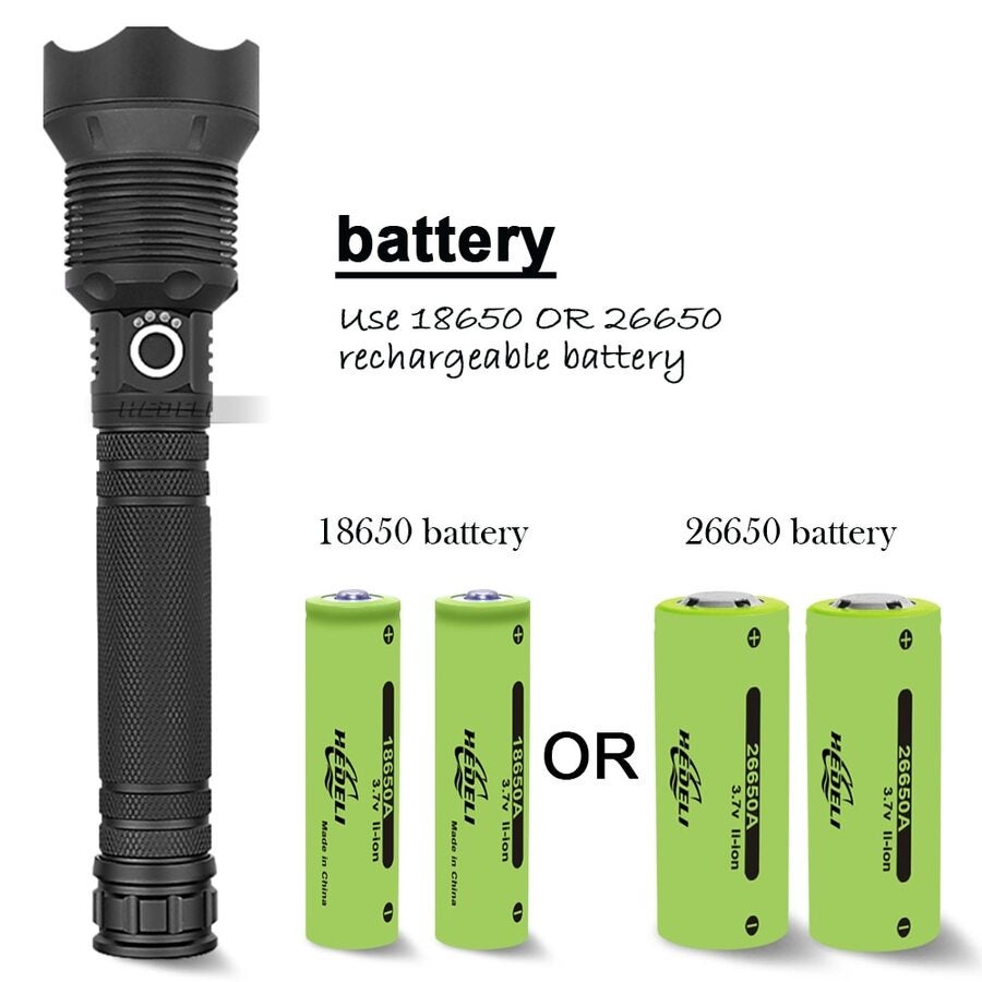 Rechargeable Powerful High Lumens Xhp50 Flashlight Led Torch