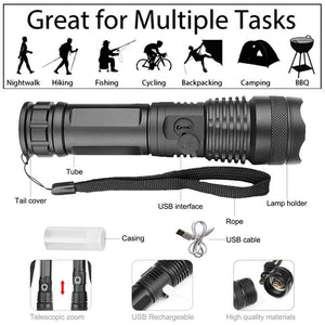 Rechargeable Powerful High Lumens Xhp50 Flashlight Led Torch