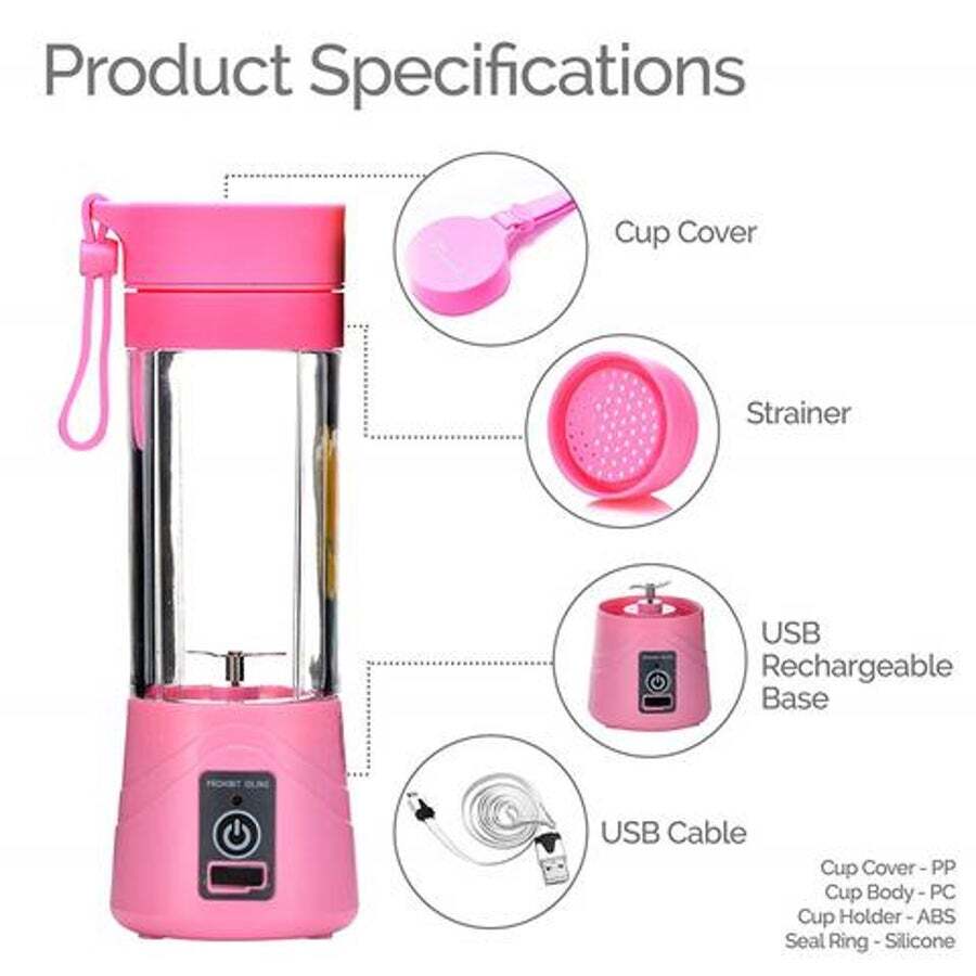 6 Blades Portable Blender Bottle Travel Usb Electric Juicer Cup Machine