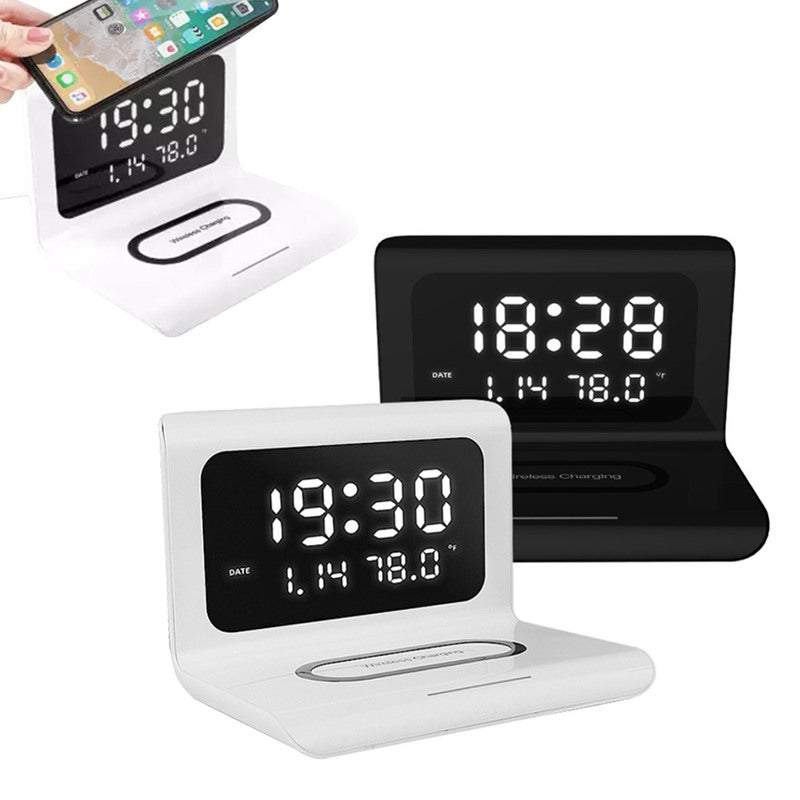 Wireless Phone Chargers Desktop Alarm Clock 3 In 1 For Iphone