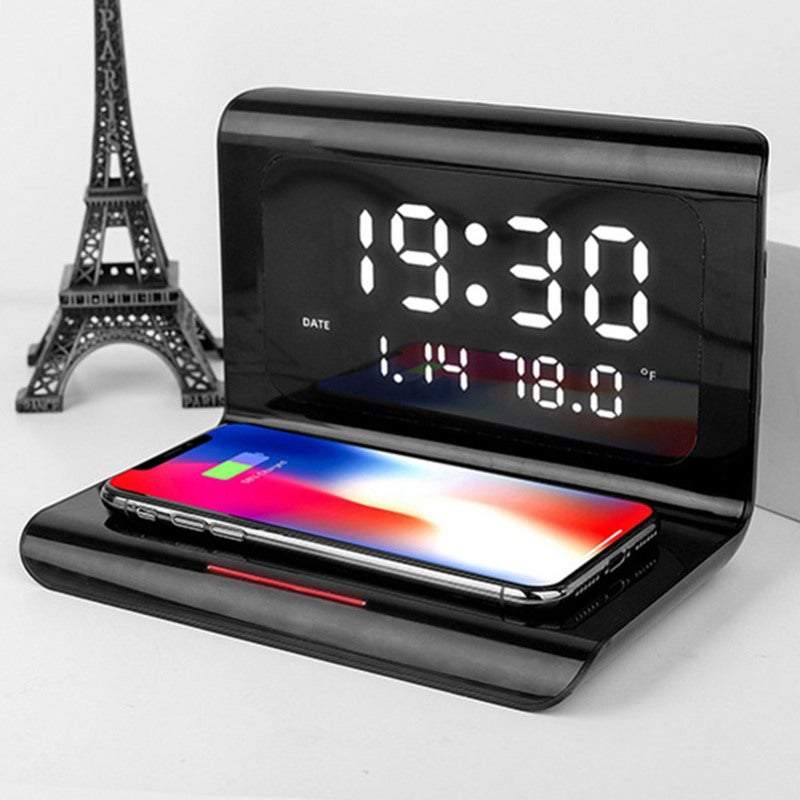 Wireless Phone Chargers Desktop Alarm Clock 3 In 1 For Iphone