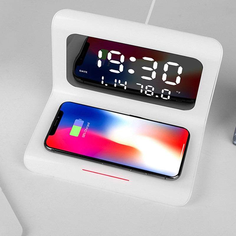 Wireless Phone Chargers Desktop Alarm Clock 3 In 1 For Iphone