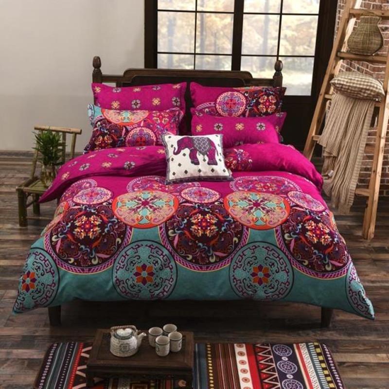 Boho Printed Duvet Cover Set 3 / Pcs Quilt Pillowcases Eo